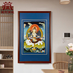 藏村普贤菩萨唐卡现代装裱挂画遍吉菩萨家居客厅玄关装饰画