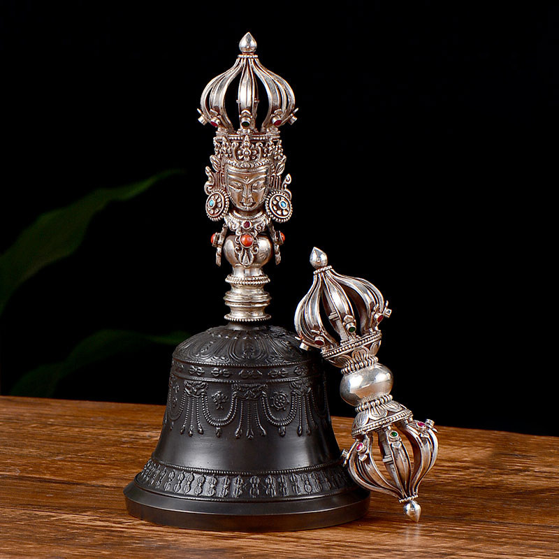 九股铃杵 现代工艺用品尼泊尔手工银金刚杵金刚铃