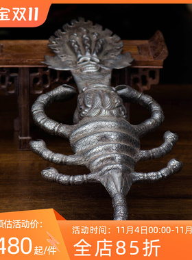 速发工艺礼尔摆饰尼泊品手工做头铁九旧铜像室内蝎子摆件
