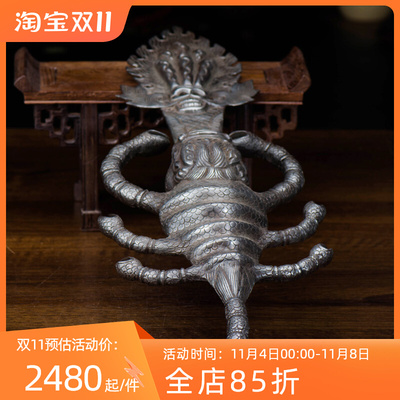 速发工艺礼尔摆饰尼泊品手工做头铁九旧铜像室内蝎子摆件