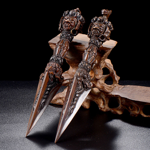 金刚撅供具三面普巴五股金刚杵尼泊尔手工做旧铜马头金刚