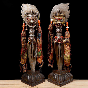 五股金刚撅尼泊尔手工铁做旧普巴金刚杵家居桌面摆件带底座