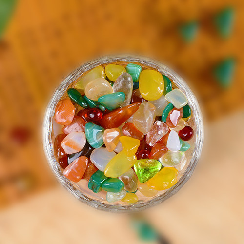 铜像佛塔装赞用品彩色玛瑙家用曼扎宝石八供混合供曼扎七宝石 1斤