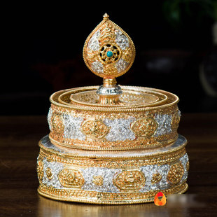 大盘直径15.5cm 曼扎盘 室内家用全铜鎏金鎏银八吉祥曼茶罗曼达盘