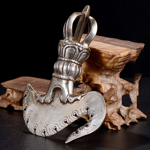 金刚钺刀家用供具供具尼泊尔铁手工五股金刚杵金刚橛摆件