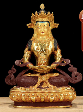 居家桌面摆件铜半鎏金雕花