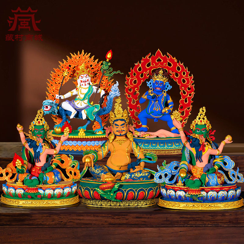 彩绘五姓财神铜像摆件