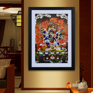 普巴金刚挂件挂画 西藏镀金唐卡壁画客厅玄关实木画框相框装饰画