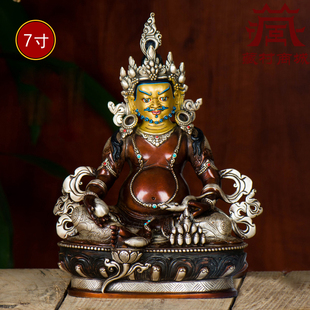 藏村黄财神铜像现代7寸定制铜像摆件紫铜镀银藏巴拉