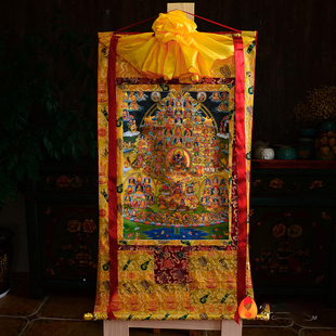 噶玛噶举皈依唐卡现代手工铜像装饰画双层烫金镀金禅意挂画