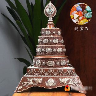 用品曼扎盘 尼泊尔曼茶罗铜镀银手工曼扎修盘方托盘大号