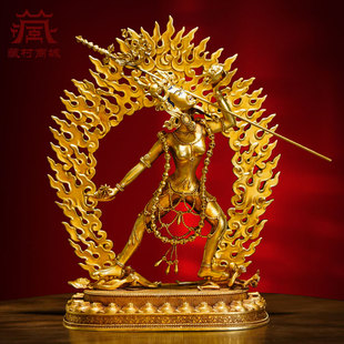 全鎏金《卡雀佛母》精工铜雕花室内家用《那洛空行母》铜像摆件