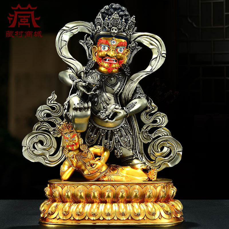 精工铜雕《黑财神》室内家用鎏金五色《五姓财神》铜像摆件