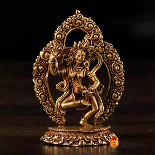 《玛吉拉准》家用尼泊铜全鎏金居家桌面铜像摆件《玛姬拉度》