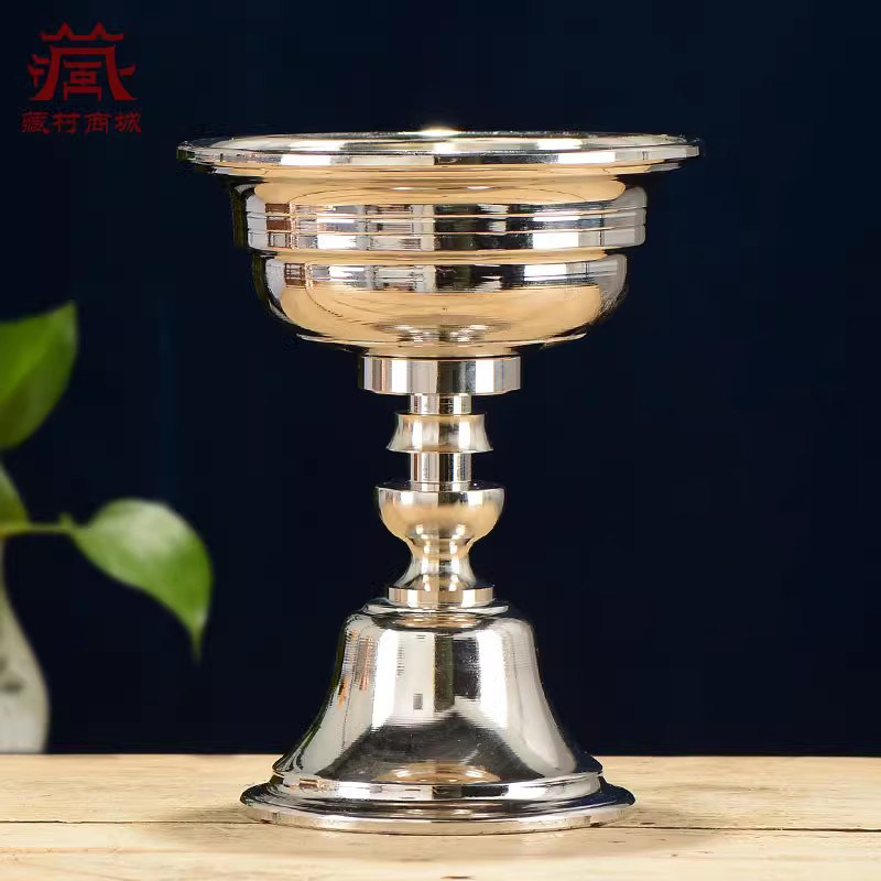 铜酥油灯座供水碗两用长明灯灯盏烛台供水杯客厅桌面铜摆件