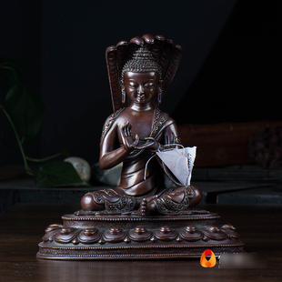 龙树菩萨铜像尼泊家用现代手工7寸紫铜雕花客厅桌面摆件