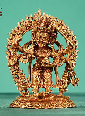 尼泊尔手工铜鎏金雕像摆件