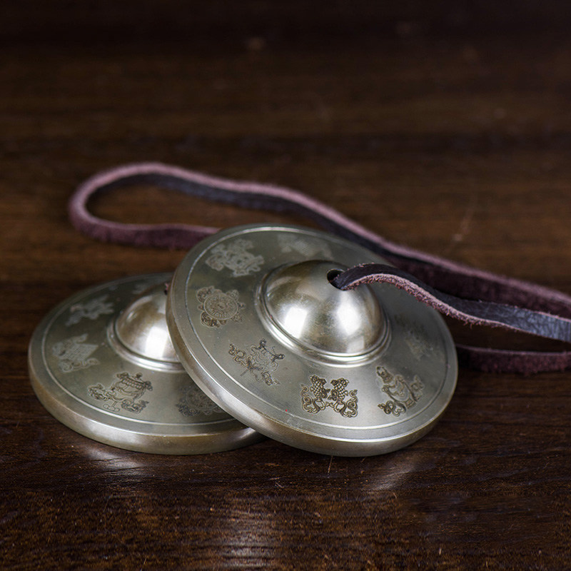 家用室内家用供具铜手工会仪轨打击乐器铃钹碰钟 八吉祥碰铃