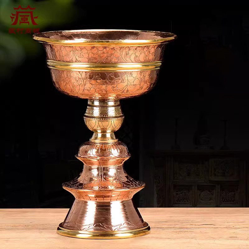 尼泊尔手工紫铜酥油灯