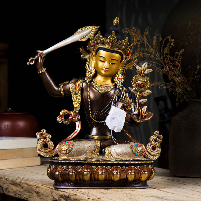 文殊铜像尼泊尔手工摆件