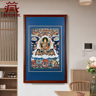 藏村宗喀巴皈依境唐卡现代装裱宗喀巴大师挂画家居装饰画像