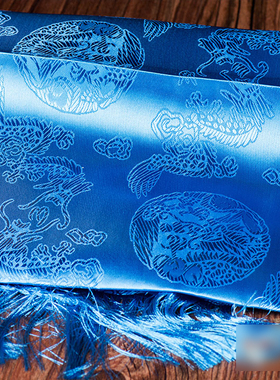 藏族哈达西藏庆典用品精美绣花提花献龙纹哈达 157cm*24cm蓝色