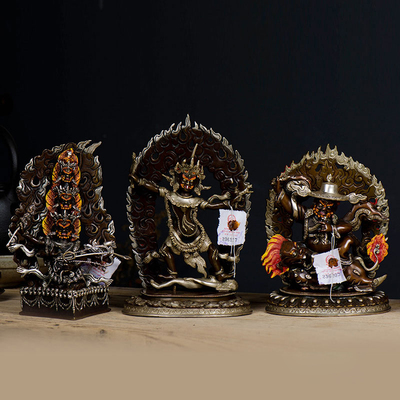 尼泊尔手工宁玛三根本铜像