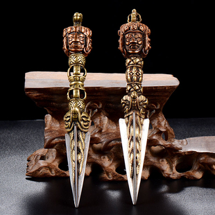 家用供具金刚撅马头金刚尼泊尔手工上铜下铁五股普巴金刚杵