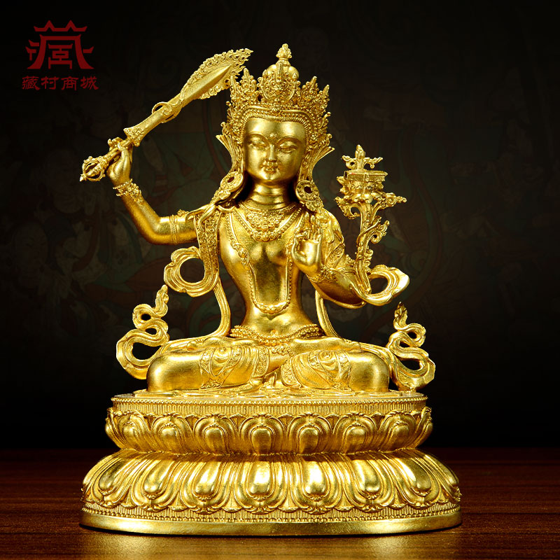 铜制摆件中式小巧迷你全鎏金铜像