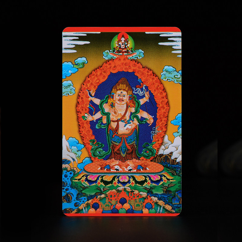 佛卡随身卡白六臂玛哈嘎拉铜像小唐卡大黑天铜像像卡片
