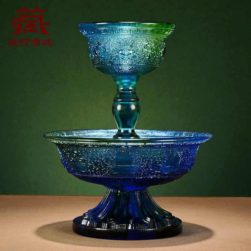 琉璃桌面摆件上杯下盘一套