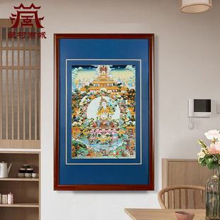藏村白度母矿物颜料唐卡室内家用白多罗观音墙壁玄关装饰挂画