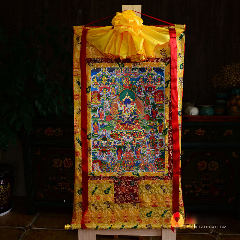 唐卡挂画文武百尊寂静尊手工双层烫金和娃唐卡装饰壁画