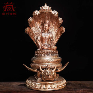 藏村精工《龙尊王佛》室内家用紫铜雕花《龙种上尊王佛》铜像摆件