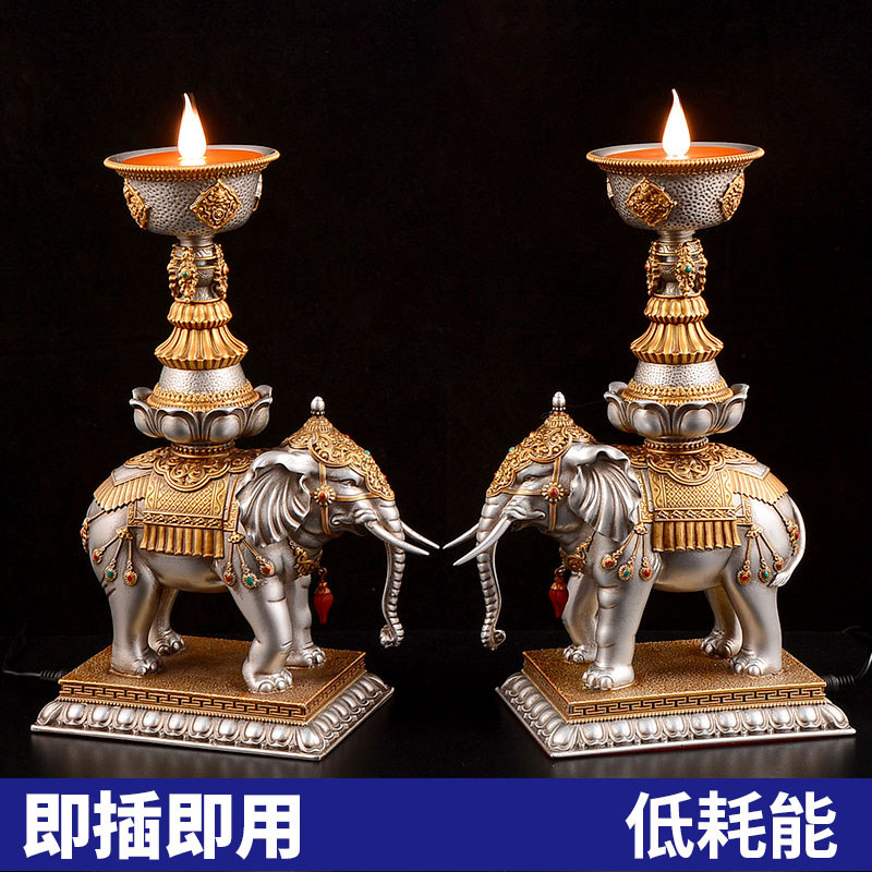 电子酥油灯座佛前供灯现代酥油灯用品吉象灯家用led插电长明灯