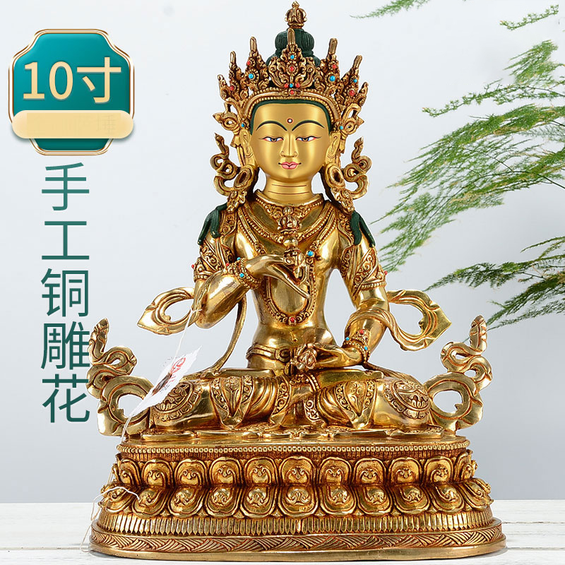 全鎏金尼泊尔手工摆件铜像