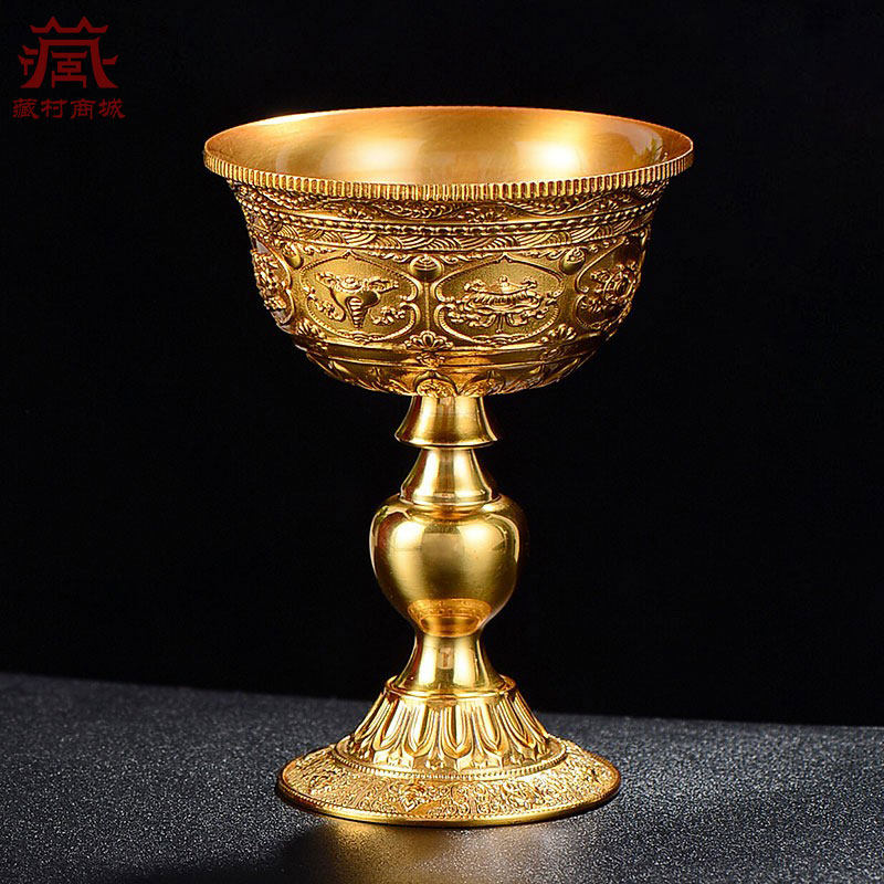铜八吉祥酥油灯灯座家用用品灯长明灯佛前供灯酥油烛台