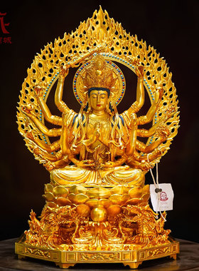 全鎏金准提佛母铜像摆件