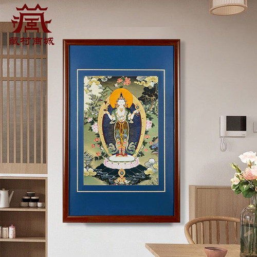 矿物颜料画心明目四臂唐卡挂画