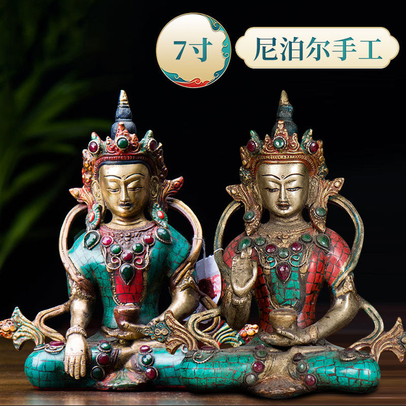 铜像尼泊尔手工做旧松石镶嵌图片