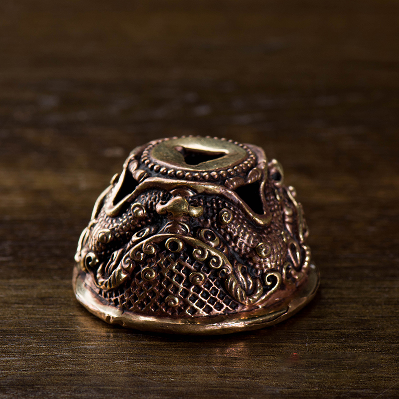 藏村 尼泊尔手工铜制作金刚杵底座金刚橛底座现代供具圆形