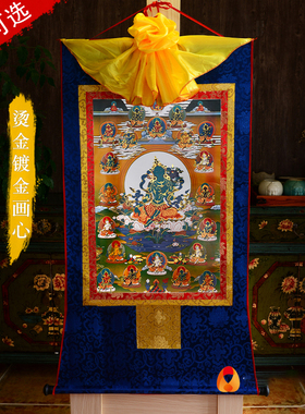 西藏仿手绘唐卡铜像装饰画白度母 绿度母唐卡 21度母铜像唐卡挂画