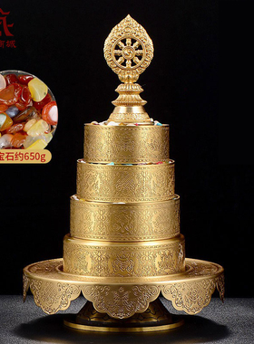 雕花曼扎盘吉祥纯铜现代