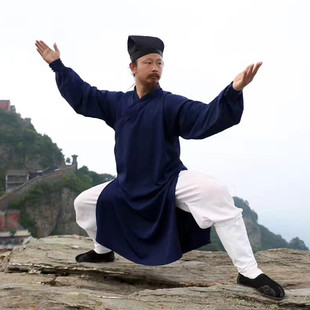 亚麻长袍太极服武当长袍武当三丰道士太极拳练功服装表演武当道袍