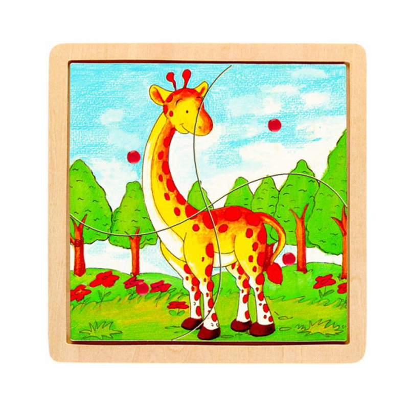 doli出口木质拼图拼板长颈鹿
