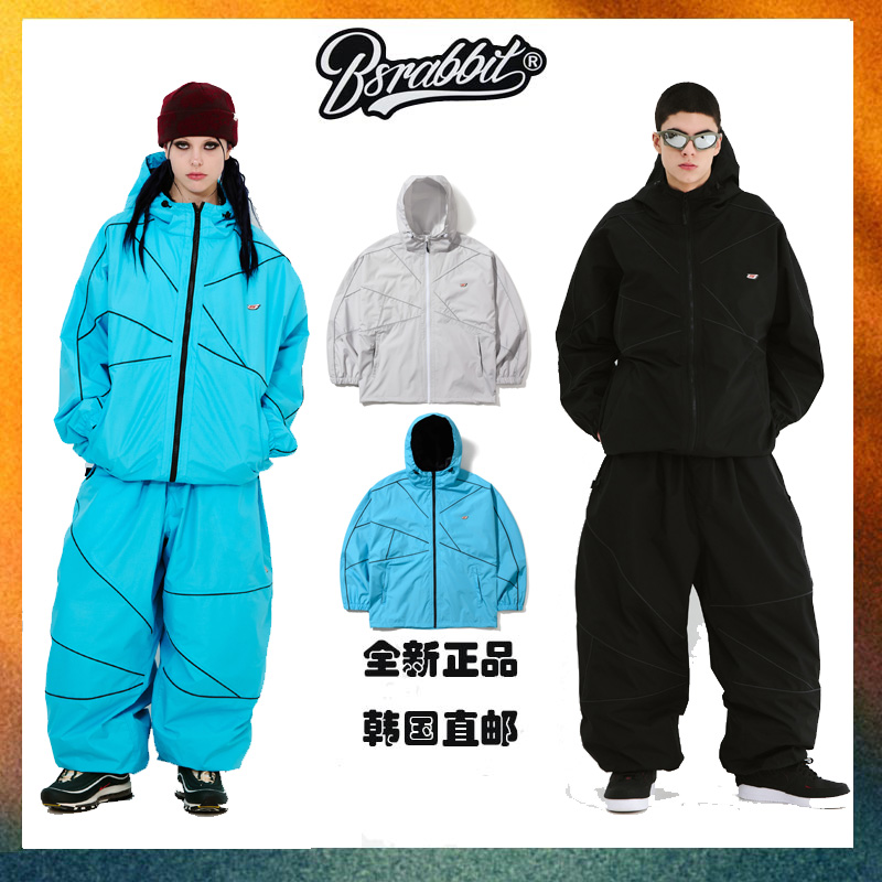 25新款韩国bsrabbit潮牌滑雪服男女同款bsr滑雪服单板oversize风