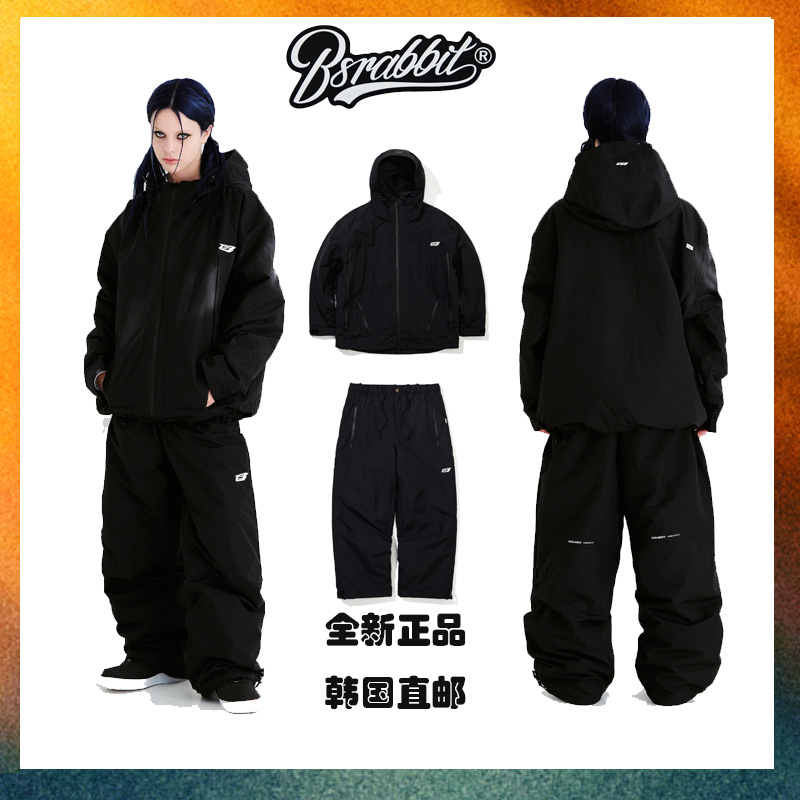 25新款韩国bsrabbit潮牌滑雪服男女同款bsr滑雪服单板自由式雪服