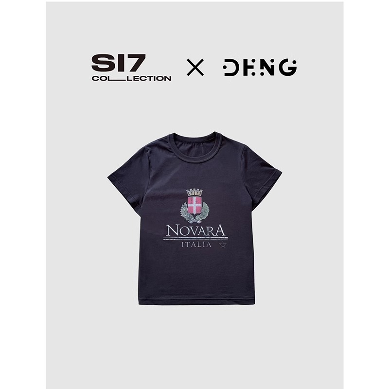 S17 皇冠麦穗龟裂做旧字母短袖修身显瘦字母印花T恤女FX023