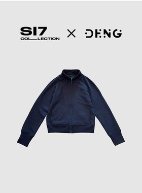 DENG 标准版型拉链式插肩立裁卫衣夹克极简外套 藏蓝色ZJHC24906