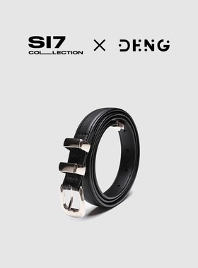 DENG 奢牌同源CEL经典银扣牛皮腰带复古黑色皮带ALHC24802